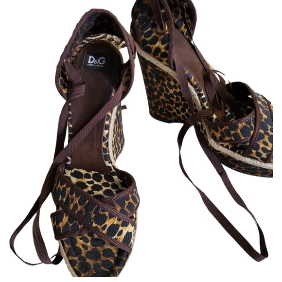 ❤ D&G DOLCE & GABBANA vestiaire collection Leopard  Wedge Platform Sandals - Picture 2 of 16